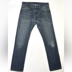 Levis 501 Denim Jeans Men’s 33x34 Button Fly Distressed Blue